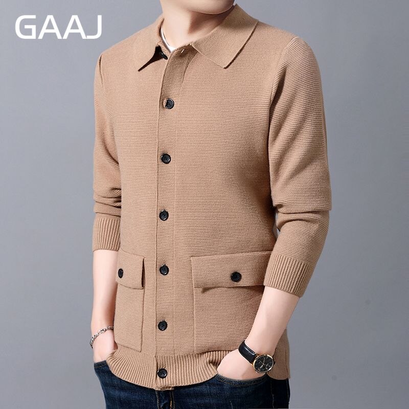 Brand Mens Sweater Cashmere Jacket Plain Cardigan Menswear Fashion High Quality Coat Button Fit Casual Style Clothin
